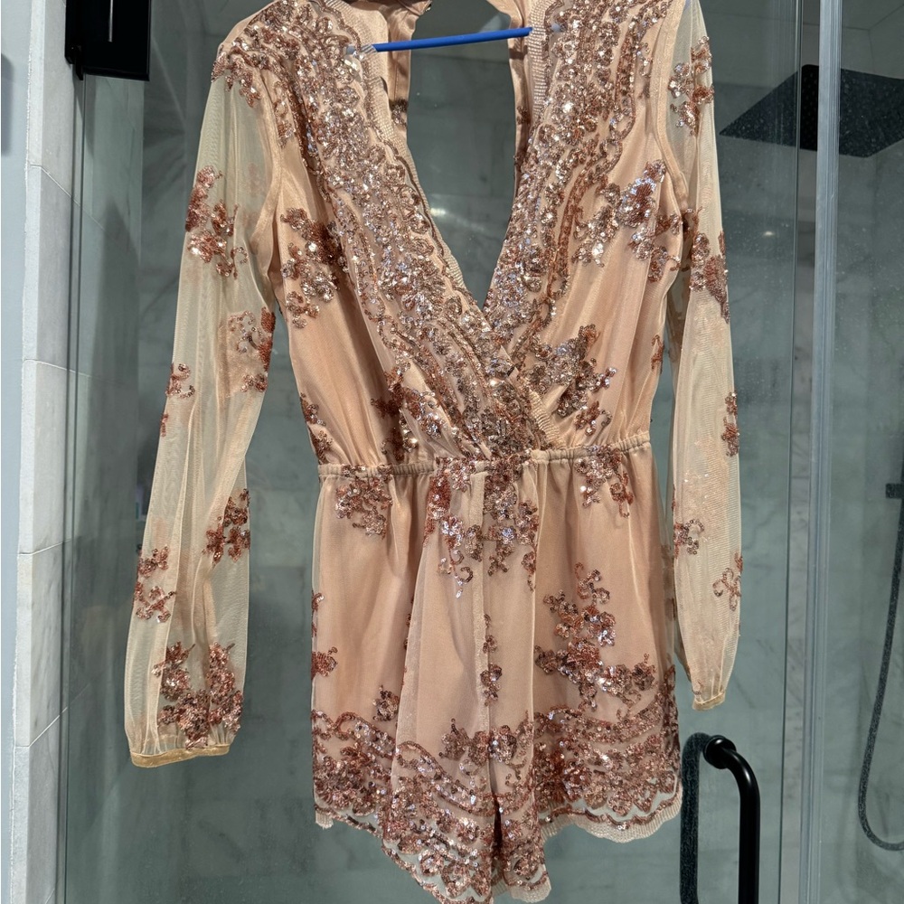 Sequin Embellished Blush Romper